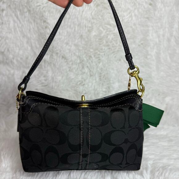 y2k COACH Black Signature Canvas Mini Purse / Wristlet - Picture 2 of 11